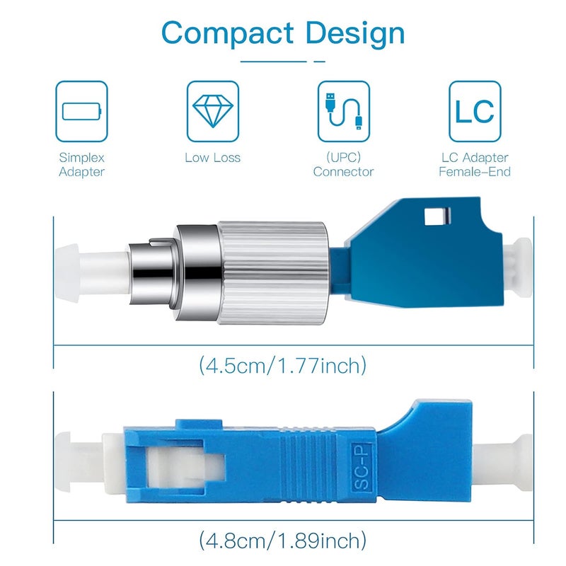 Moocci 3PC FC Male to LC Female Hybrid Optical Fiber Convertor Adapter+ 3PC LC Female to SC Male Hybrid Flange Singlemode 9/125 SM Optical Fiber Adapter Connector - Image 2